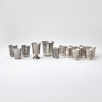 Lot 200 - Group of Russian Silver and Niello Beakers
