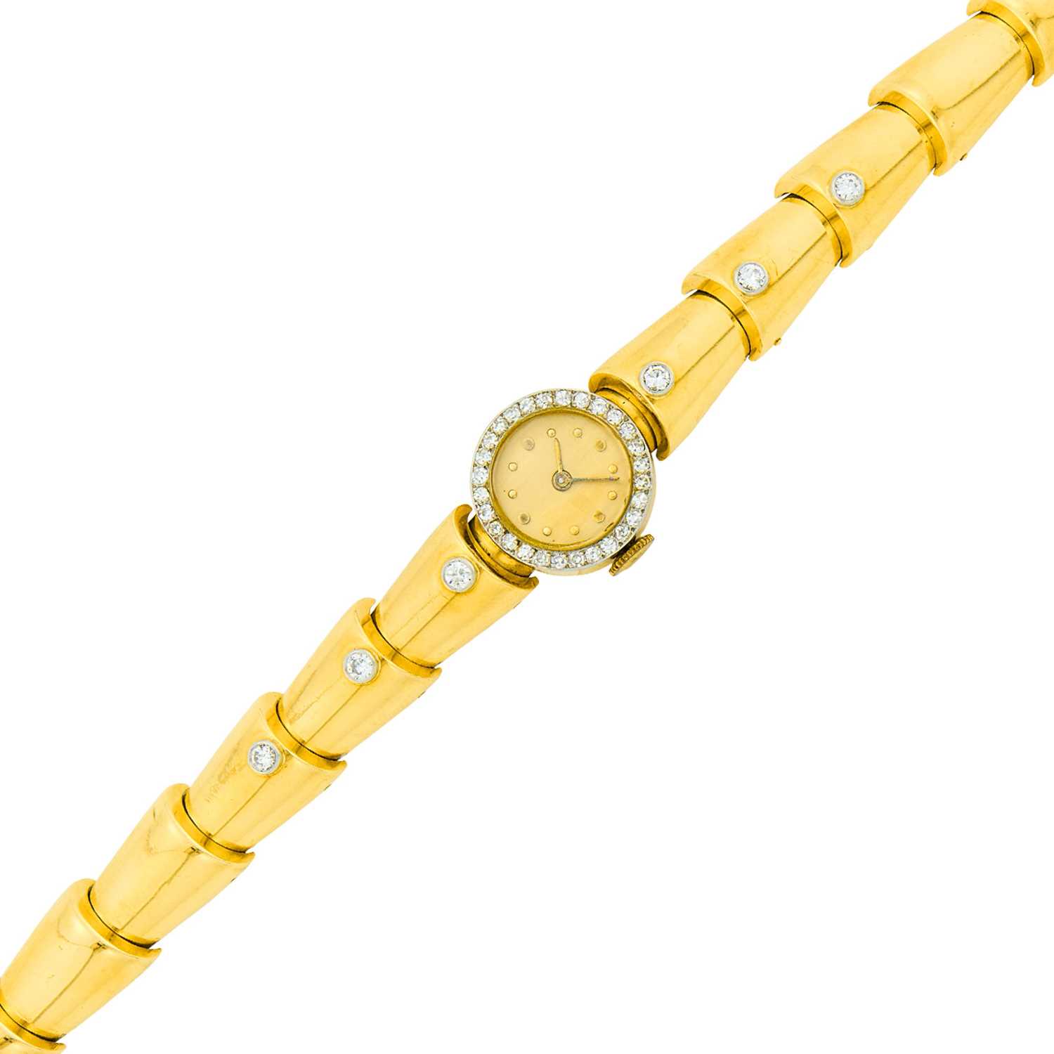 Lot 95 - Gold, Platinum and Diamond Wristwatch