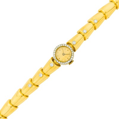 Lot 95 - Gold, Platinum and Diamond Wristwatch