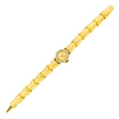 Lot 95 - Gold, Platinum and Diamond Wristwatch