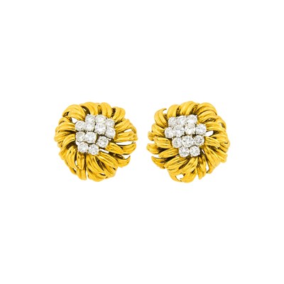 Lot 115 - Spritzer & Fuhrmann Pair of Gold and Diamond Earclips, France
