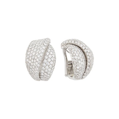 Lot 55 - Pair of White Gold Diamond Half-Hoop Earclips