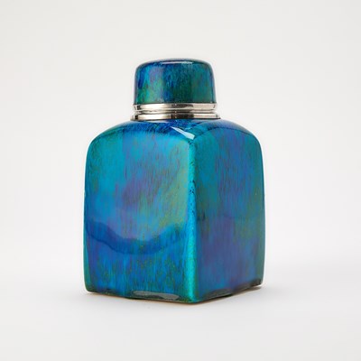 Lot Cartier Silver-Mounted Sèvres Flambé-Glaze Blue and Green Porcelain Covered Jar