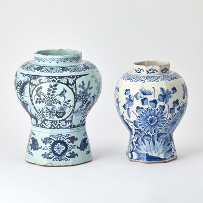 Lot 168 - Two Dutch Delft Blue and White Faience Vases