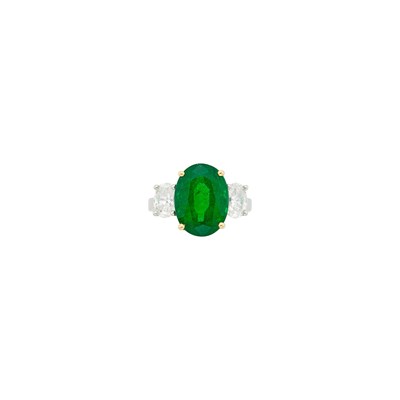 Lot 145 - Platinum, Gold, Emerald and Diamond Ring