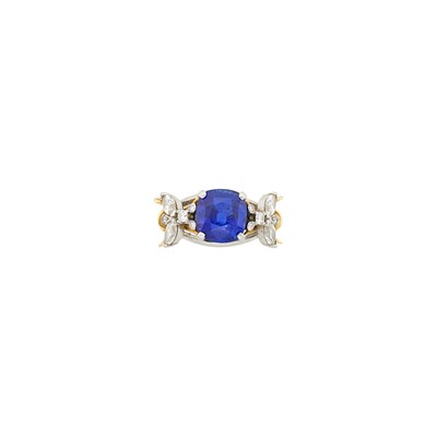 Lot 175 - Tiffany & Co., Schlumberger Platinum, Gold, Sapphire and Diamond 'Two Bees' Ring