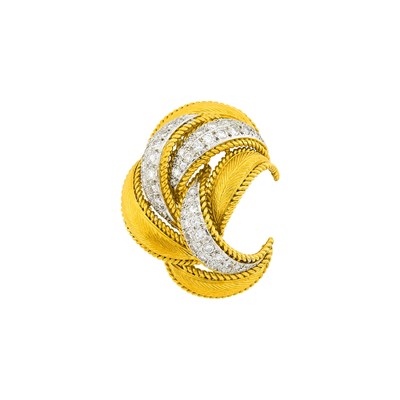 Lot 145 - Two-Color Gold and Diamond Clip-Brooch