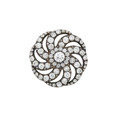 Lot 1048 - Antique Silver, Low Karat Gold and Diamond Pendant-Brooch