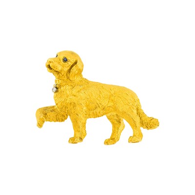 Lot 97 - Tiffany & Co. Gold, Sapphire and Diamond Dog Brooch