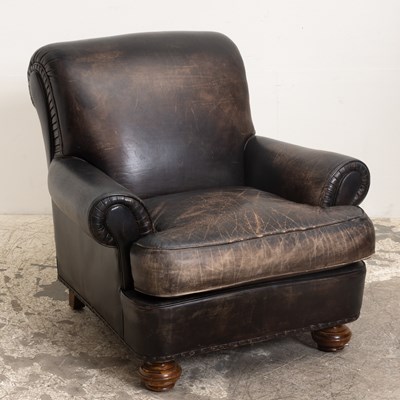 Lot 283 - Brown Leather Upholstered Armchair