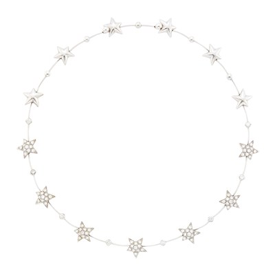 Lot 38 - White Gold and Diamond Star Necklace