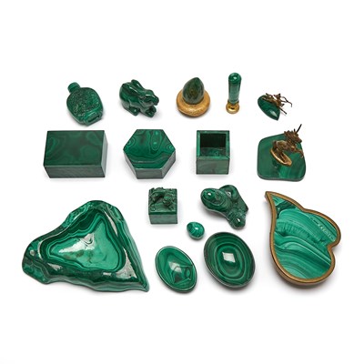 Lot 223 - Group of Malachite Table Articles