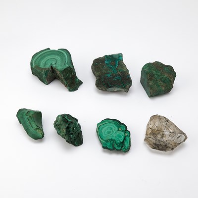 Lot 224 - Six Natural Malachite Table Articles