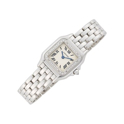 Lot 58 - Cartier White Gold and Diamond 'Panthere' Wristwatch, Ref. 1660