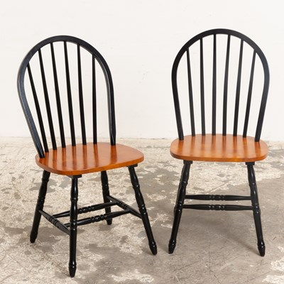 Lot 292 - Pair of Black Painted Windsor Chairs