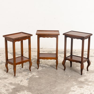 Lot 353 - Group of Three Similar Italian Provincial Walnut Side Tables