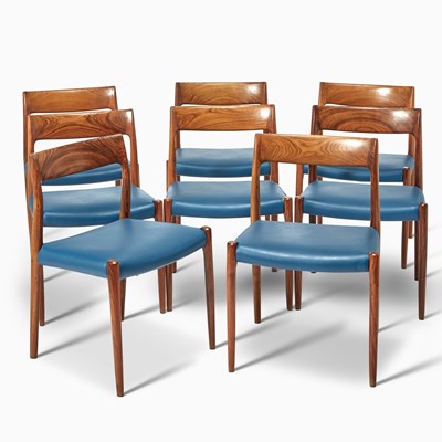 Lot 343 - Set of Eight Niels Moller Upholstered Rosewood Dining Chairs