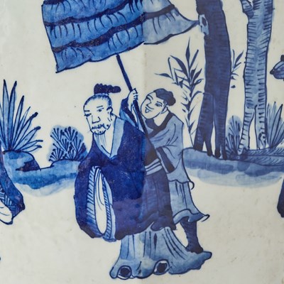 Lot 139 - Chinese-Style Blue and White Octagonal Porcelain Vase and Cover