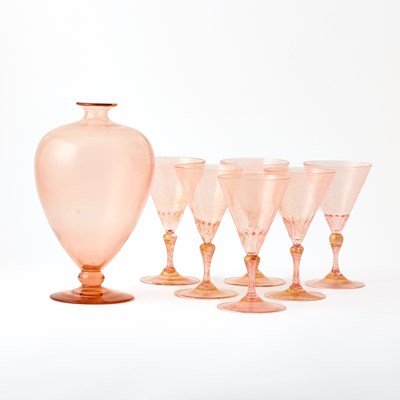 Lot 272 - Group of Pink Murano Glass Tablewares