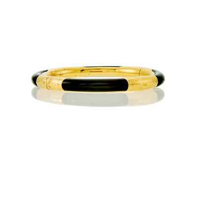 Lot 1066 - Gold and Black Onyx Bangle Bracelet