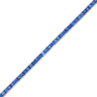 Lot 59 - Palladium and Sapphire Straightline Bracelet