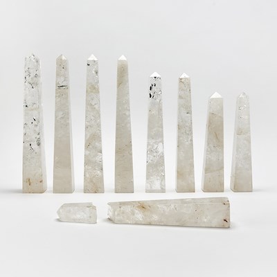 Lot 196 - Group of Nine Rock Crystal Obelisks