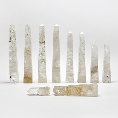 Lot 197 - Group of Nine Rock Crystal Obelisks