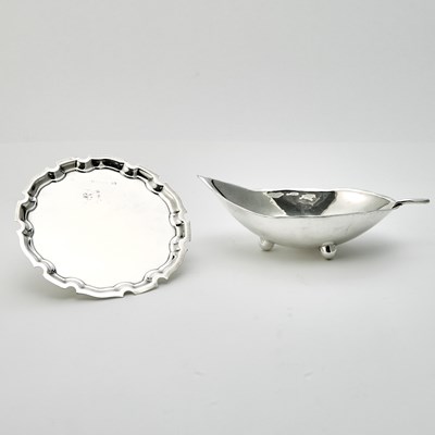 Lot 236 - Sciarrotta Sterling Silver Leaf Dish and English Sterling Silver Waiter