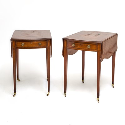 Lot 199 - Pair of George III Style String-Inlaid Mahogany Pembroke Tables