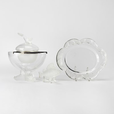 Lot 209 - Group of Lalique Molded Frosted Glass Table Articles