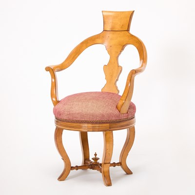 Lot 315 - North European Fruitwood Swivel Armchair