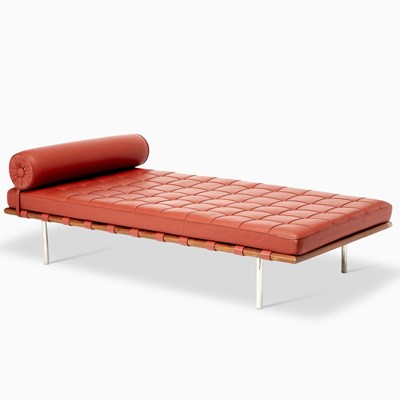 Lot 440 - Mies van der Rohe for Knoll Walnut and Leather Upholstered "Barcelona" Daybed