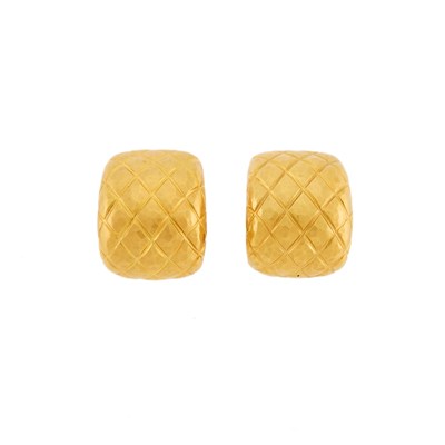 Lot 1076 - Pair of Gold Half-Hoop Earrings