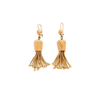 Lot 2121 - Pair of Gold Fringe Pendant-Earrings