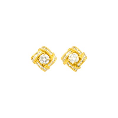 Lot 117 - Pair of Gold and Diamond Earrings