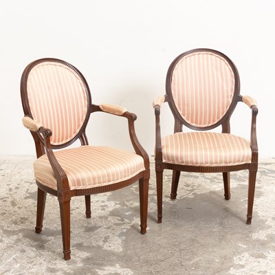 Lot 333 - Pair of George III Style Oval Back Armchairs