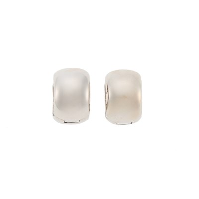 Lot 1122 - Pair of Wide White Gold Huggie Earrings