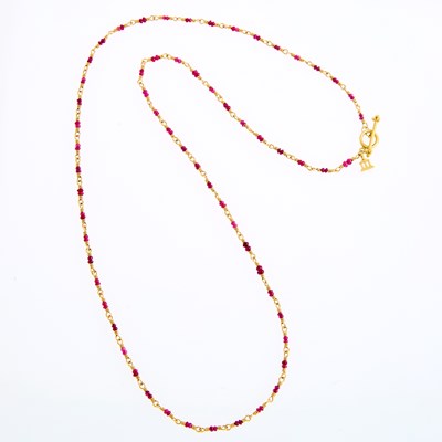 Lot 1068 - Temple St. Clair Gold and Ruby Bead Necklace