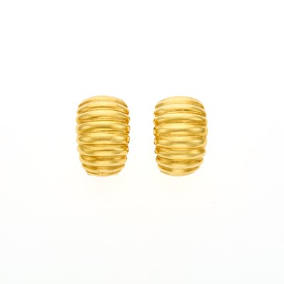 Lot 2153 - Pair of Ribbed Gold Earrings