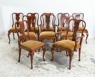 Lot 342 - Set of Ten Queen Anne style Dining Chairs