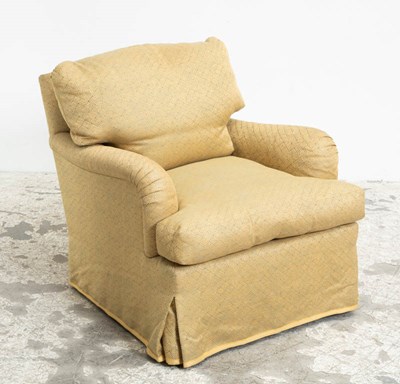 Lot 352 - Gold Geometric Pattern Upholstered Armchair