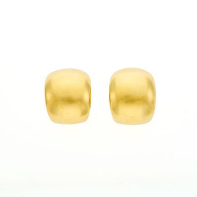 Lot 2172 - Pair of Wide Gold Half-Hoop Earrings