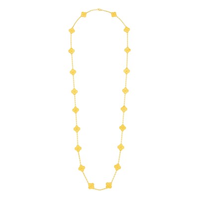 Lot 143 - Van Cleef & Arpels Long Gold 'Alhambra' Chain Necklace