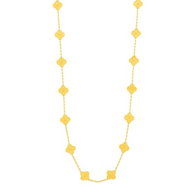Lot 143 - Van Cleef & Arpels Long Gold 'Alhambra' Chain Necklace