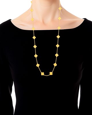 Lot 143 - Van Cleef & Arpels Long Gold 'Alhambra' Chain Necklace
