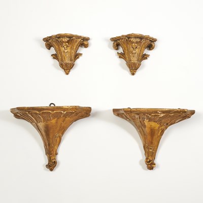 Lot 282 - Two Pairs of Italian Carved Giltwood Brackets