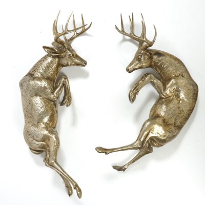 Lot 325 - Two Silvered Metal Figures of Deer's