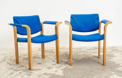 Lot 22 - Pair of Blue Upholstered Mid Century Office Chairs