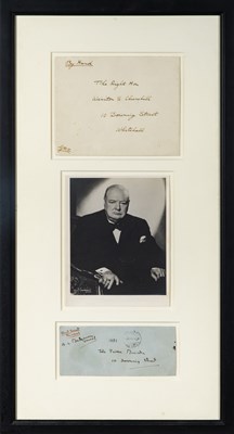 Lot 54 - WWII era envelopes and a note addressed to Winston Churchill by notables