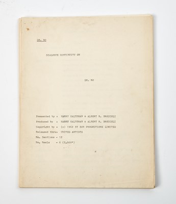 Lot 113 - Original dialogue continuity script for Dr. No., the first James Bond film